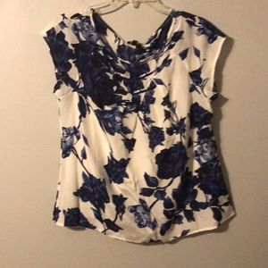 Blue and white printed Talbots blouse